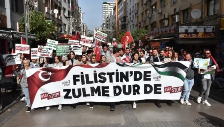İZMİR’DE, AK PARTİ’Lİ GENÇLERDEN ‘FİLİSTİN YÜRÜYÜŞÜ’