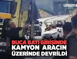 Buca Batı Girişinde TIR Araçların üzerine devrildi