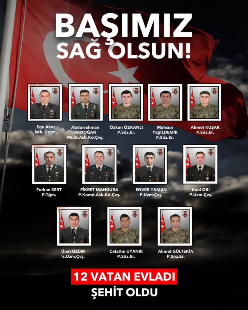 12 Şehit Askerimiz