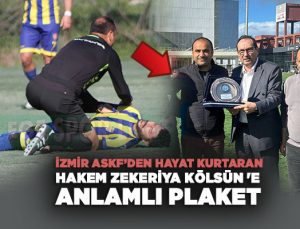 İzmir ASKF’den Hayat Kurtaran Hakem Zekeriya Kölsün ‘e  Anlamlı Plaket