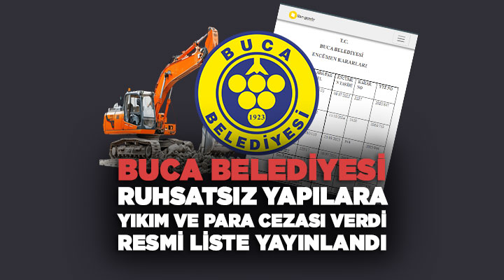 Buca Belediyesi Ruhsatsız Yapılara Yıkım ve Para Cezası Verdi Resmi Liste Yayınlandı