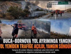 Buca – Bornova Yol Ayrımında Yangın: Otoyol Yeniden Trafiğe Açıldı