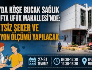Buca ‘da Köşe Bucak Sağlık Bu Hafta Ufuk Mahallesi ‘nde: Ücretsiz Şeker ve Tansiyon Ölçümü Yapılacak