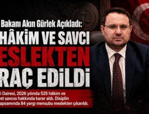Adalet Bakanı Akın Gürlek Açıkladı: 84 Hâkim ve Savcı Meslekten Çıkarıldı