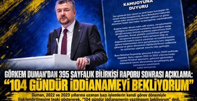 Görkem Duman ’dan 395 Sayfalık Bilirkişi Raporu Sonrası Açıklama: “104 Gündür İddianameyi Bekliyorum”