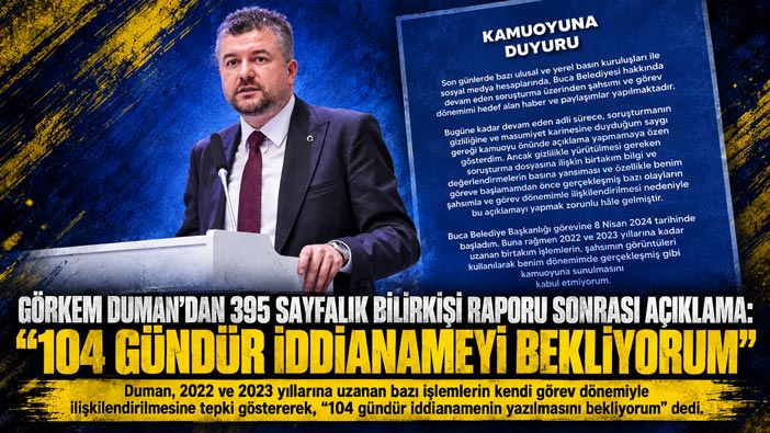 Görkem Duman ’dan 395 Sayfalık Bilirkişi Raporu Sonrası Açıklama: “104 Gündür İddianameyi Bekliyorum”