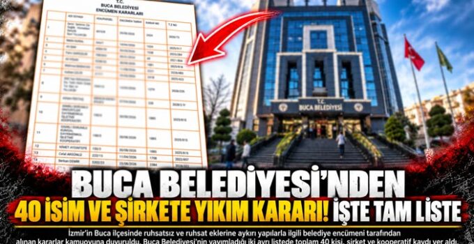 Buca Belediyesi ’nden 40 İsim ve Şirkete Yıkım Kararı ! İşte  Tam Liste
