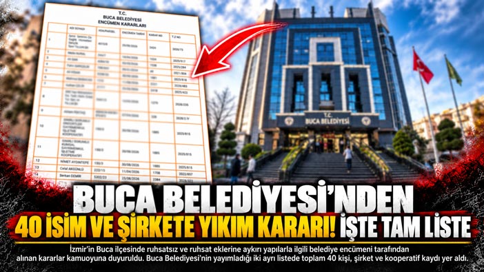 Buca Belediyesi ’nden 40 İsim ve Şirkete Yıkım Kararı ! İşte  Tam Liste