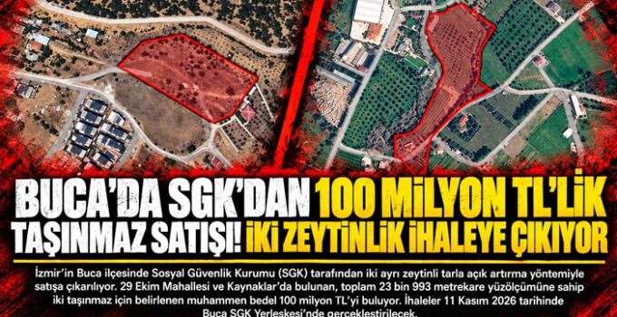 Buca ’da SGK’dan 100 Milyon TL’lik Taşınmaz Satışı! İki Zeytinlik İhaleye Çıkıyor
