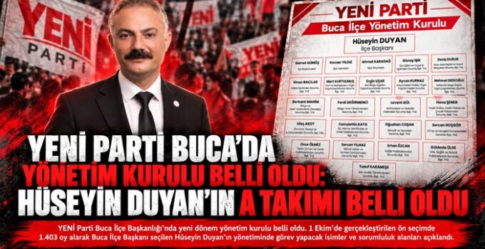 YENİ Parti Buca’da Yönetim Kurulu Belli Oldu: Hüseyin Duyan ’ın A Takımı Belli Oldu