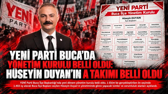 YENİ Parti Buca’da Yönetim Kurulu Belli Oldu: Hüseyin Duyan ’ın A Takımı Belli Oldu