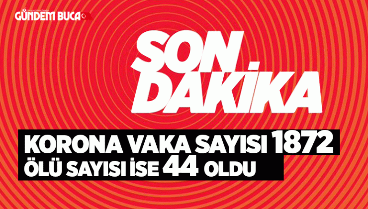 Türkiye’de koronavirüsten ölenlerin sayısı 44’e, vaka sayısı 1872’ye yükseldi