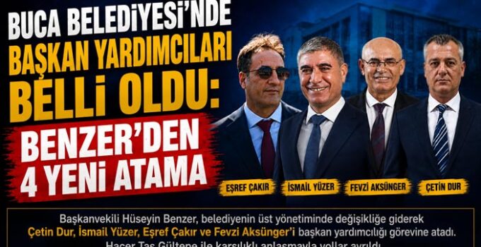 Buca Belediyesi ‘nde Başkan Yardımcıları Değişti: Hüseyin Benzer 4 Yeni Atama Yaptı