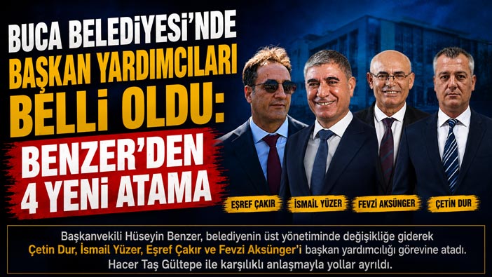 Buca Belediyesi ‘nde Başkan Yardımcıları Değişti: Hüseyin Benzer 4 Yeni Atama Yaptı