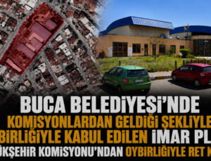 Buca Belediyesi ‘nde Komisyonlardan geldiği şekliyle Oy birliğiyle Kabul Edilen İmar Planı, Büyükşehir Komisyonu’ndan Oybirliğiyle Ret Kararı.