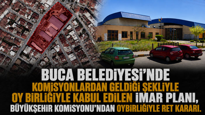 Buca Belediyesi ‘nde Komisyonlardan geldiği şekliyle Oy birliğiyle Kabul Edilen İmar Planı, Büyükşehir Komisyonu’ndan Oybirliğiyle Ret Kararı.
