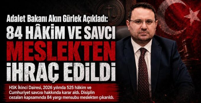 Adalet Bakanı Akın Gürlek Açıkladı: 84 Hâkim ve Savcı Meslekten Çıkarıldı
