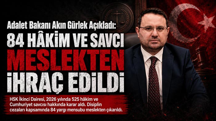 Adalet Bakanı Akın Gürlek Açıkladı: 84 Hâkim ve Savcı Meslekten Çıkarıldı