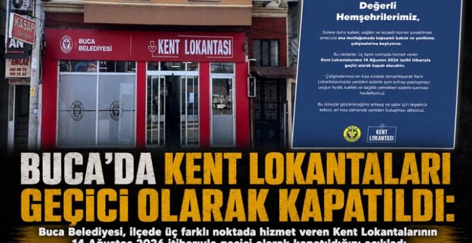 Buca ’da Kent Lokantaları Geçici Olarak Kapatıldı: