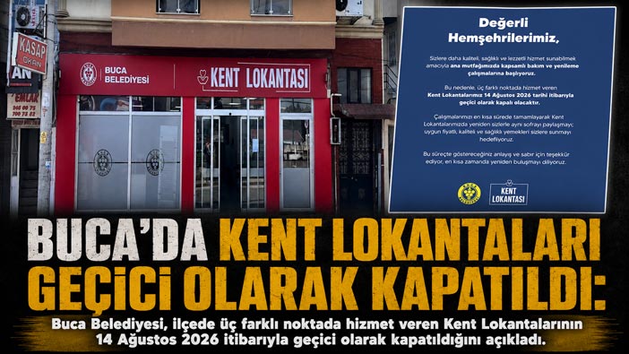 Buca ’da Kent Lokantaları Geçici Olarak Kapatıldı: