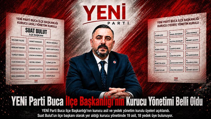YENİ Parti Buca İlçe Başkanlığı’nın Kurucu Yönetimi Belli Oldu